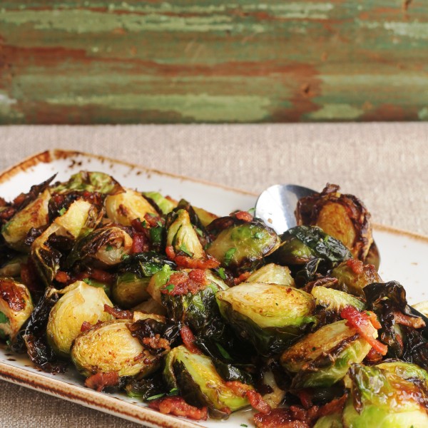 Meril's Crispy Brussels Sprouts with Warm Bacon Vinaigrette